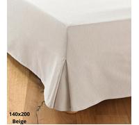 Cache sommier - DAHLICA - 140x200 Beige - Volants 30 cm - Coton/Polyester 70/30 - Qualité hôtelière