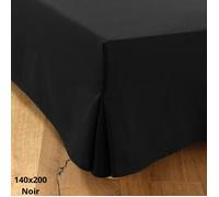 Cache sommier - DAHLICA - 140x200 - Noir - 4 côtés 30 cm - Qualité Hôtelière