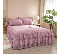 Cache Sommier Dentelle Jupe De Lit 180x200 Cache-Sommiers Housses éLastique Drap Draps Housse pour Matelas Epais(#6,180x200cm)