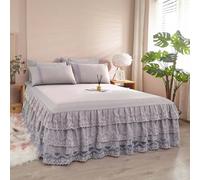 Cache Sommier Dentelle Jupe De Lit 180x200 Cache-Sommiers Housses éLastique Drap Draps Housse pour Matelas Epais(#3,150x200cm)