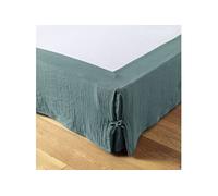 Cache sommier double gaze de coton bleu canard 140x190 cm