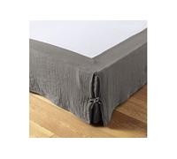 Cache sommier double gaze de coton gris anthracite 160x200 cm