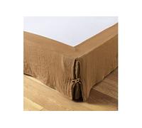Cache sommier double gaze de coton marron 180x200 cm