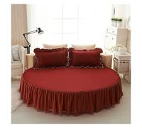 Cache Sommier Drap-Housse De Lit Rond en Coton Matelassé, Couvre-Matelas Antidérapant, Hôtel, Maison, Drap Romantique, Jupes avec Taie d'oreiller(Color-02,3pcs Set 220cm)