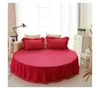 Cache Sommier Drap-Housse De Lit Rond en Coton Matelassé, Couvre-Matelas Antidérapant, Hôtel, Maison, Drap Romantique, Jupes avec Taie d'oreiller(2,3pcs Set 220cm)