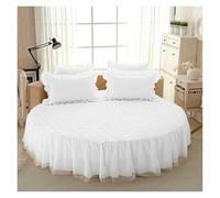 Cache Sommier Drap-Housse De Lit Rond en Coton Matelassé, Couvre-Matelas Antidérapant, Hôtel, Maison, Drap Romantique, Jupes avec Taie d'oreiller(14 Thicken,1pc 200cm Sheet)