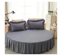 Cache Sommier Drap-Housse De Lit Rond en Coton Matelassé, Couvre-Matelas Antidérapant, Hôtel, Maison, Drap Romantique, Jupes avec Taie d'oreiller(11 Thicken,1pc 220cm Sheet)
