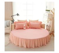 Cache Sommier Drap-Housse De Lit Rond en Coton Matelassé, Couvre-Matelas Antidérapant, Hôtel, Maison, Drap Romantique, Jupes avec Taie d'oreiller(Color 01,3pcs Set 220cm)