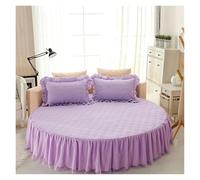 Cache Sommier Drap-Housse De Lit Rond en Coton Matelassé, Couvre-Matelas Antidérapant, Hôtel, Maison, Drap Romantique, Jupes avec Taie d'oreiller(15 Thicken,1pc 200cm Sheet)