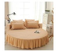 Cache Sommier Drap-Housse De Lit Rond en Coton Matelassé, Couvre-Matelas Antidérapant, Hôtel, Maison, Drap Romantique, Jupes avec Taie d'oreiller(17 Thicken,1pc 200cm Sheet)