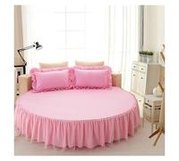 Cache Sommier Drap-Housse De Lit Rond en Coton Matelassé, Couvre-Matelas Antidérapant, Hôtel, Maison, Drap Romantique, Jupes avec Taie d'oreiller(3,3pcs Set 200cm)