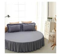 Cache Sommier Drap-Housse De Lit Rond en Coton Matelassé, Couvre-Matelas Antidérapant, Hôtel, Maison, Drap Romantique, Jupes avec Taie d'oreiller(1,3pcs Set 220cm)