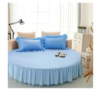 Cache Sommier Drap-Housse De Lit Rond en Coton Matelassé, Couvre-Matelas Antidérapant, Hôtel, Maison, Drap Romantique, Jupes avec Taie d'oreiller(7,3pcs Set 220cm)