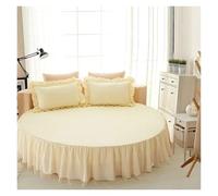 Cache Sommier Drap-Housse De Lit Rond en Coton Matelassé, Couvre-Matelas Antidérapant, Hôtel, Maison, Drap Romantique, Jupes avec Taie d'oreiller(4,3pcs Set 220cm)