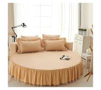 Cache Sommier Drap-Housse De Lit Rond en Coton Matelassé, Couvre-Matelas Antidérapant, Hôtel, Maison, Drap Romantique, Jupes avec Taie d'oreiller(8,3pcs Set 200cm)