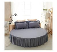 Cache Sommier Drap-Housse De Lit Rond en Coton Matelassé, Couvre-Matelas Antidérapant, Hôtel, Maison, Drap Romantique, Jupes avec Taie d'oreiller(Color-05,3pcs Set 200cm)