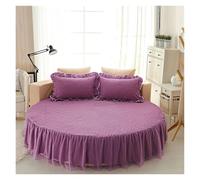 Cache Sommier Drap-Housse De Lit Rond en Coton Matelassé, Couvre-Matelas Antidérapant, Hôtel, Maison, Drap Romantique, Jupes avec Taie d'oreiller(18 Thicken,1pc 200cm Sheet)