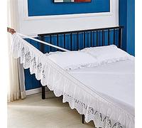 Cache-sommier élastique pour lit double/simple avec bordure en dentelle - Jupe de lit en trois tissus autour de la cantonnière 38 cm (A, 120 x 200 + 38 cm)