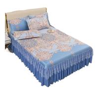 Cache Sommier Ensemble de 3 pièces, Couvre-lit Style Jupe lit avec Volants, Housse d'ourlet 38cm, Protection Matelas(Color 1,3 pcs 180x200cm)