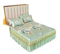 Cache Sommier Ensemble de 3 pièces, Couvre-lit Style Jupe lit avec Volants, Housse d'ourlet 38cm, Protection Matelas(Purple,3 pcs 180x220cm)