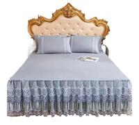 Cache Sommier Ensemble de literie 3 pièces, Drap lit, Princesse Verte, Couvre-lit à Volants, Beige, Jupe en Dentelle 45cm, Housse antidérapante 1.5m(Color 20,150x200cm 3pcs)