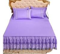 Cache Sommier Ensemble de literie 3 pièces, Drap lit, Princesse Verte, Couvre-lit à Volants, Beige, Jupe en Dentelle 45cm, Housse antidérapante 1.5m(Color 22,180x200cm)