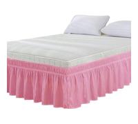 Cache-sommier enveloppant pour chute de lit, élastique réglable, volants anti-poussière pour grand lit, king size, lit double, jumeau, lavable en machine (rose, grand lit)