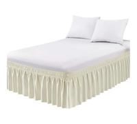 Cache-sommier enveloppant pour chute de lit, élastique réglable, volants anti-poussière pour grand lit, lit double, jumeau, lavable en machine (beige-1, très grand lit)