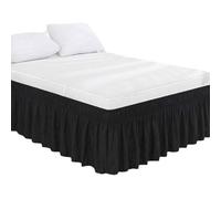 Cache-sommier enveloppant pour lit double, tour de lit Queen size (noir, très grand lit)