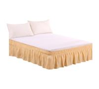 Cache-sommier enveloppant pour lits avec chute, volants anti-poussière élastiques réglables Queen King Full Twin, lavable en machine (Beige, Queen)