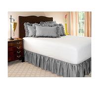 Cache Sommier Enveloppement d'une Jupe à lit Élastique Lit des Volants Facile Fond Résistant Fondé Solid Couleur De Jupes Qualité Tissu Épandre(Light Grey,200x180cm)