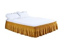 Cache Sommier Épaissir Les Volants de brodés Artisanat Jupe lit-durabilité supplémentaire élégante for Une esthétique réconfortante-15 Pouces Profondeur(Golden,160x200x38cm)