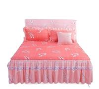 Cache Sommier Floral Maison lit Jupes ponçage élégant Dentelle décoré Chambre Anti-dérapant Matelas Couverture Jupe Couvre-Lits Deux Couches(A09,3pcs 150x200cm)