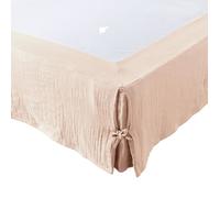 Cache-sommier - GAIA - 140 x 190 cm - Gaze de coton - Coloris Guimauve - Hauteur de jupe 30 cm