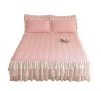 Cache-sommier haut de gamme matelassé en mousseline de soie avec ourlet inférieur, couvre-lit doux et confortable pour la maison (couleur 04, 180 x 200 cm)
