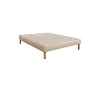 Cache-sommier intégral simili cuir sable 200x200