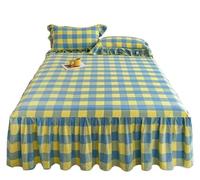 Cache Sommier Jupe de lit à Carreaux Volants, Couvre-lit Doux Simple, Double, Queen, King, avec Bande élastique aux Quatre Coins (sans taie d'oreiller), 1 pièce(Color 06,Queen 152x203cm 1pc)