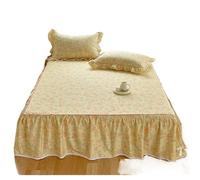 Cache Sommier Jupe de lit à Volants Floraux, Couvre-lit Doux avec Bande élastique aux Quatre Coins (sans taie d'oreiller), 1 pièce(Khaki,Queen 152x203cm 1pc)
