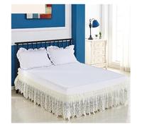 Cache Sommier Jupe de lit à Volants Floraux en Dentelle stéréoscopique Jacquard Craft Eleagnt avec Ceinture élastique Solide -15 Pouces Haut(Beige-Samll Floral,Twin 100x200x38cm)