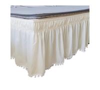 Cache Sommier Jupe de lit Blanche à Enrouler, Chemises élastiques sans Surface, Jupes Double/Full/Queen/King, Hauteur 40cm, Usage Domestique et hôtelier(Beige,100x200x40cm)