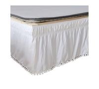 Cache Sommier Jupe de lit Blanche à Enrouler, Chemises élastiques sans Surface, Jupes Double/Full/Queen/King, Hauteur 40cm, Usage Domestique et hôtelier(White,90x200x40cm)