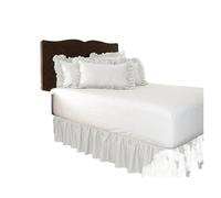 Cache Sommier Jupe de lit Blanche à Enrouler, Chemises élastiques sans Surface, Jupes Double/Full/Queen/King, Hauteur 40cm, Usage Domestique et hôtelier(White,150x200x38cm)