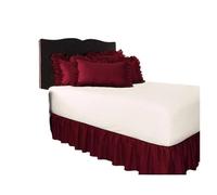 Cache Sommier Jupe de lit Blanche à Enrouler, Chemises élastiques sans Surface, Jupes Double/Full/Queen/King, Hauteur 40cm, Usage Domestique et hôtelier(Red,200x200x38cm)