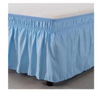 Cache Sommier Jupe de lit Chambre d'hôtel Couvre-lit décor à la Maison Enveloppant élastique Twin/Full/Queen/King Size 38cm Hauteur Volants Double Feuille(Sky Blue,Full 54x75x15 inch)