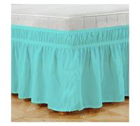 Cache Sommier Jupe de lit Chambre d'hôtel Couvre-lit décor à la Maison Enveloppant élastique Twin/Full/Queen/King Size 38cm Hauteur Volants Double Feuille(Light Green,Twin 39x75x15 inch)