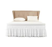 Cache Sommier Jupe de lit élastique Blanche à Franges, Couvre-lit Extensible à Volants, Anti-poussière, Couverture Romantique for hôtel(60Inx80In)
