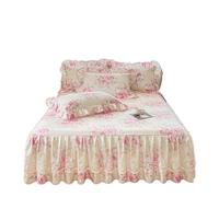 Cache Sommier Jupe De lit en Dentelle, Couverture à Volants for la Maison, Couvre-lit Pur Coton Doux, Style Lin, sans taie d'oreiller, 1 pièce(D,180x220x45cm 1pc)