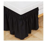 Cache Sommier Jupe de lit Enveloppe Autour des Jupes élastiques Lit Voudges poussière Ventille Volet Solide Couleur Jumeaux Twin/Full Queen King 15 Pouces(Black,Full)