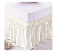 Cache Sommier Jupe de lit Enveloppe Autour des Jupes élastiques Lit Voudges poussière Ventille Volet Solide Couleur Jumeaux Twin/Full Queen King 15 Pouces(Cream Beige,Full)