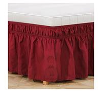 Cache Sommier Jupe de lit Enveloppe Autour des Jupes élastiques Lit Voudges poussière Ventille Volet Solide Couleur Jumeaux Twin/Full Queen King 15 Pouces(Burgundy,Twin)